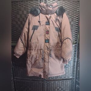 Vintage London Fog Puffer Coat Light Purple Unique tribal-inspired Logo Size S